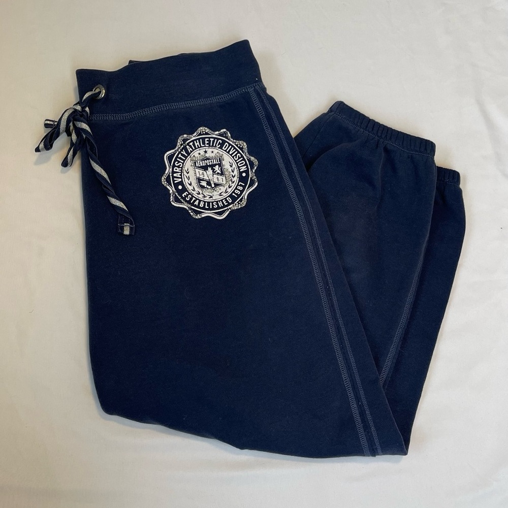 Aeropostale Y2K Varsity Athletic Division cropped sweatpants in navy blue Size M